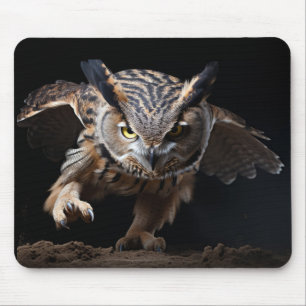 Owl Wild Animal Portrait Nature Beauty Mouse Mat