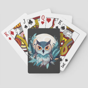 Owl Wildlife Animal Nature Outdoors Watercolor Art Playing Cards