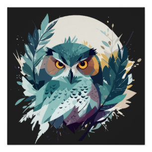 Owl Wildlife Animal Nature Outdoors Watercolor Art Poster