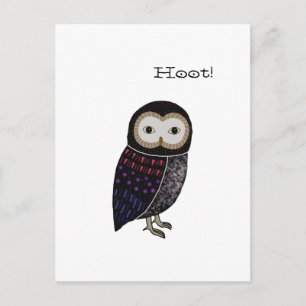 Owl Wildlife illustration Cute Screech Owl Hoot Postcard