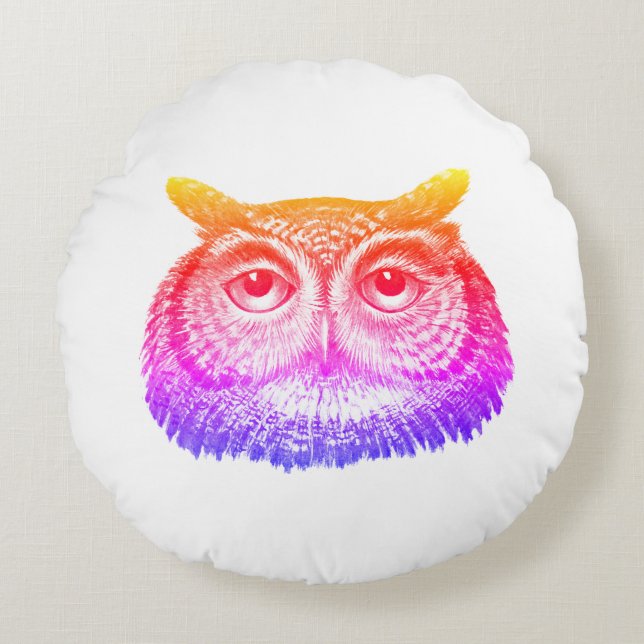 Owl Wisdom Head Meditating Round Cushion (Front)