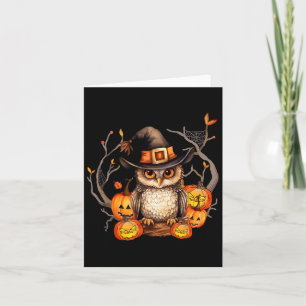 Owl Witch Hat Pumpkin Spooky Halloween Kids Men Wo Card