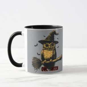 Owl Witch Spooky Cute Halloween Magic Bird Coffee Mug