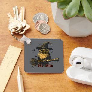 Owl Witch Spooky Cute Halloween Magic Bird Key Ring
