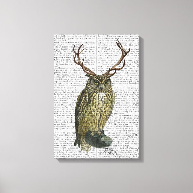 Owl with Antlers Canvas Print (Front)