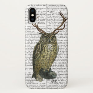 Owl with Antlers plain 2 iPhone X Case