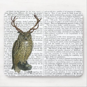 Owl with Antlers plain 2 Mouse Mat
