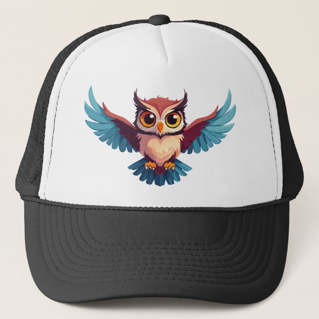 owl with big eyes trucker hat (Front)