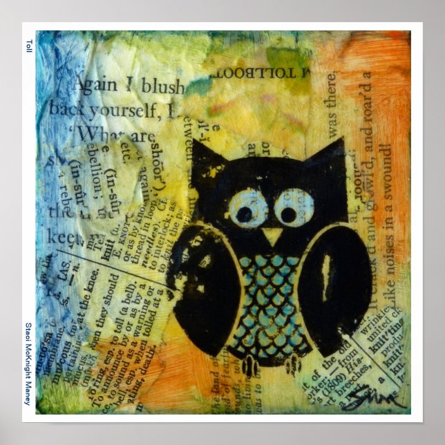 Owl with Blue and Orange Poster (Front)