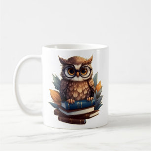 Owl with books coffee mug