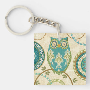 Owl with Circular Patterns Key Ring