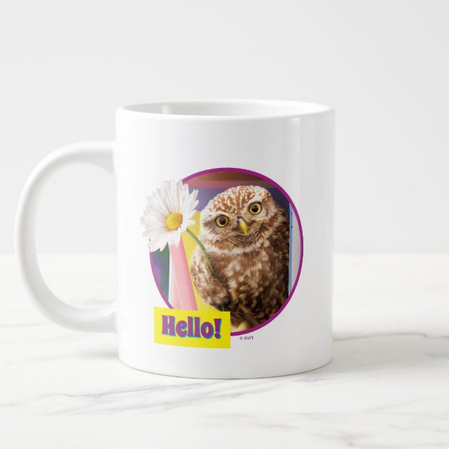 Owl With Flower In Mailbox Large Coffee Mug (Left)