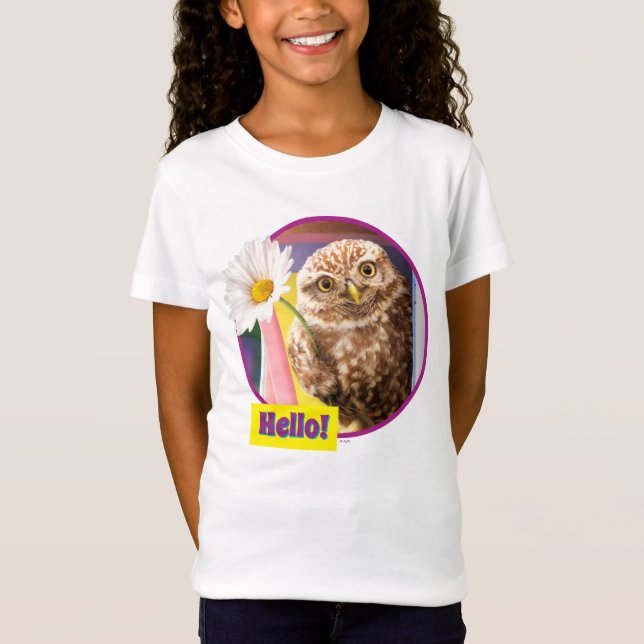 Owl With Flower In Mailbox T-Shirt (Front)