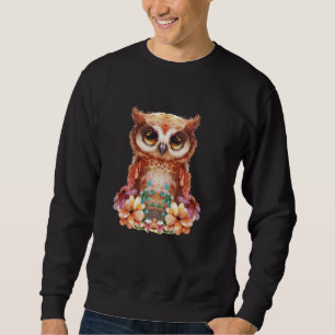 owl with flowers cute owls flying animal morning b sweatshirt