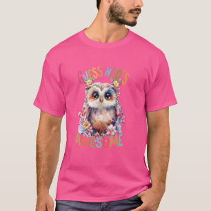 owl with flowers cute owls flying animal morning b T-Shirt