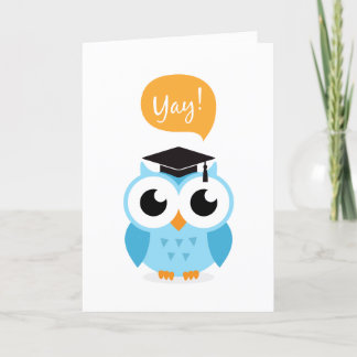 Owl with graduation hat congratulation card