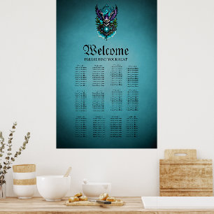 Owl with magical elements. poster