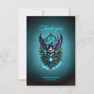 Owl with magical elements.  thank you card