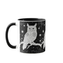 Owl with Mandala in winter under the stars