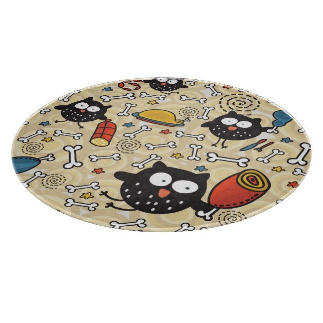Owl with Meat Pattern Cutting Board (Corner)