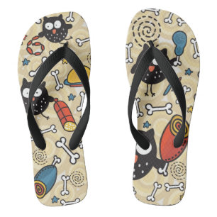 Owl with Meat Pattern Flip Flops