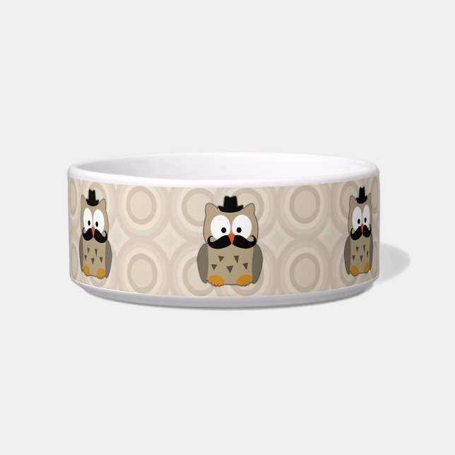 Owl with Moustache and Hat Bowl (Front)