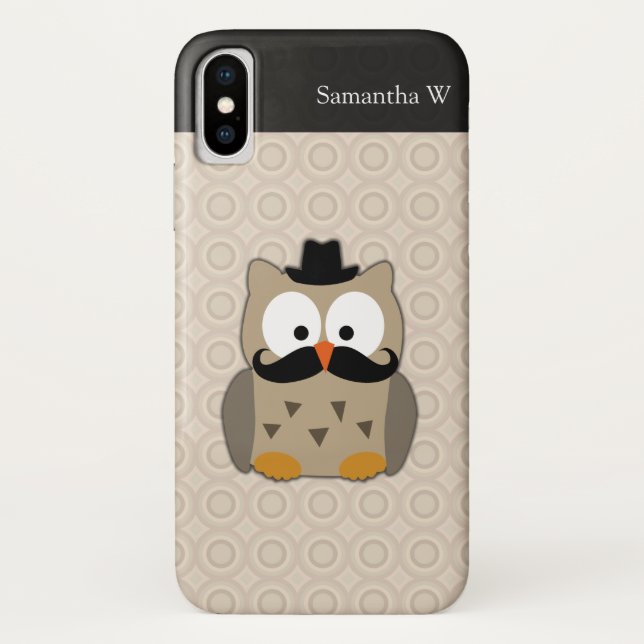 Owl with Moustache and Hat Case-Mate iPhone Case (Back)