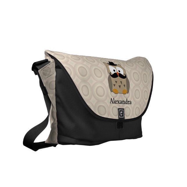 Owl with Moustache and Hat Courier Bag (Front Left)