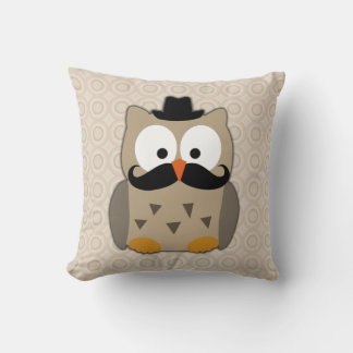 Owl with Moustache and Hat Cushion