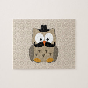 Owl with Moustache and Hat Jigsaw Puzzle
