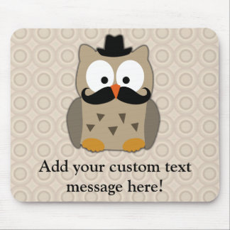 Owl with Moustache and Hat Mouse Mat