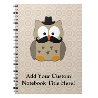 Owl with Moustache and Hat Notebook