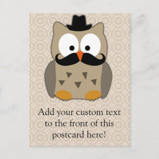Owl with Moustache and Hat Postcard