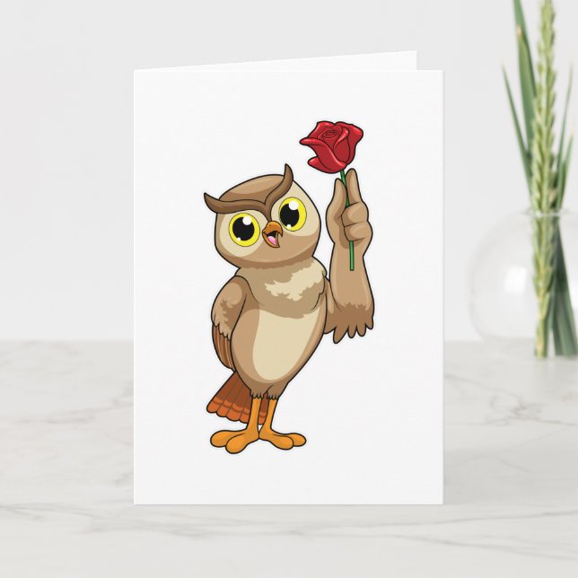 Owl with Rose Card (Front)