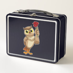 Owl with Rose Metal Lunch Box