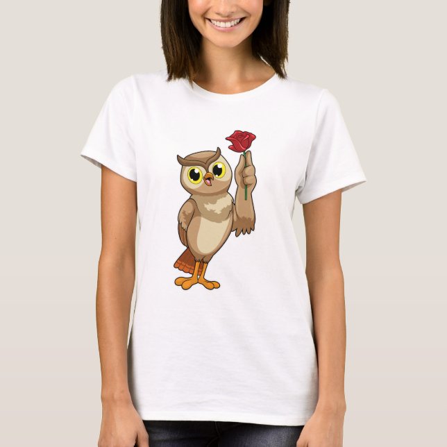 Owl with Rose T-Shirt (Front)
