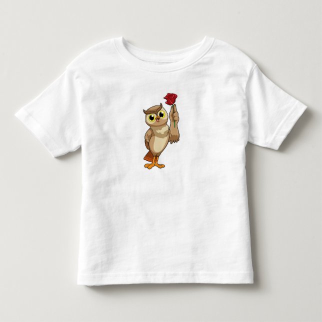Owl with Rose Toddler T-Shirt (Front)