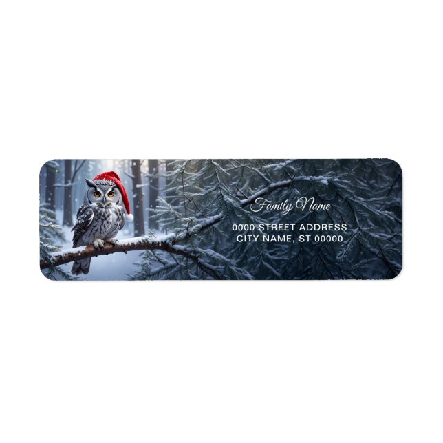 Owl with Santa Hat Return Address (Front)