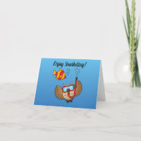 Owl with Snorkel Mask and Tropical Fish | Add Text