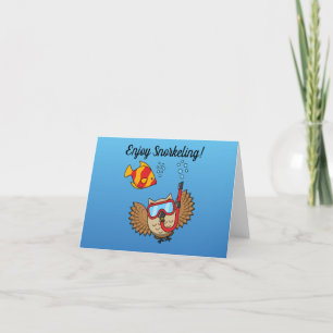 Owl with Snorkel Mask and Tropical Fish Add Text Thank You Card