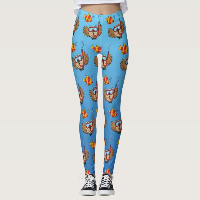 Owl with Snorkel Mask and Tropical Fish Leggings (Front)