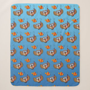 Owl with Snorkel Mask and Tropical Fish Sherpa Blanket