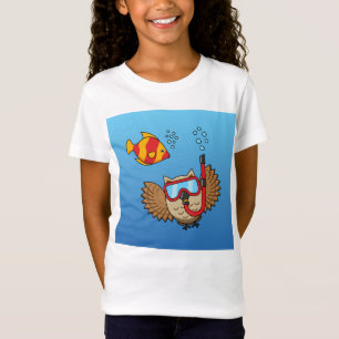 Owl with Snorkel Mask and Tropical Fish T-Shirt