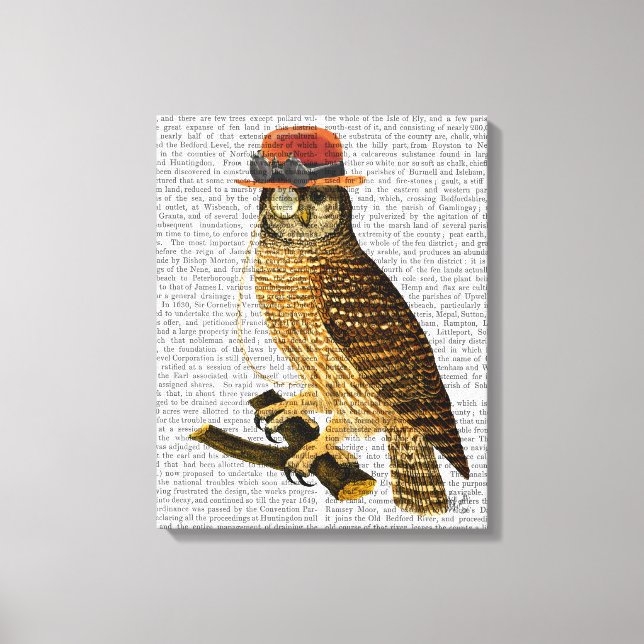 Owl with Steampunk Style Bowler Hat Canvas Print (Front)