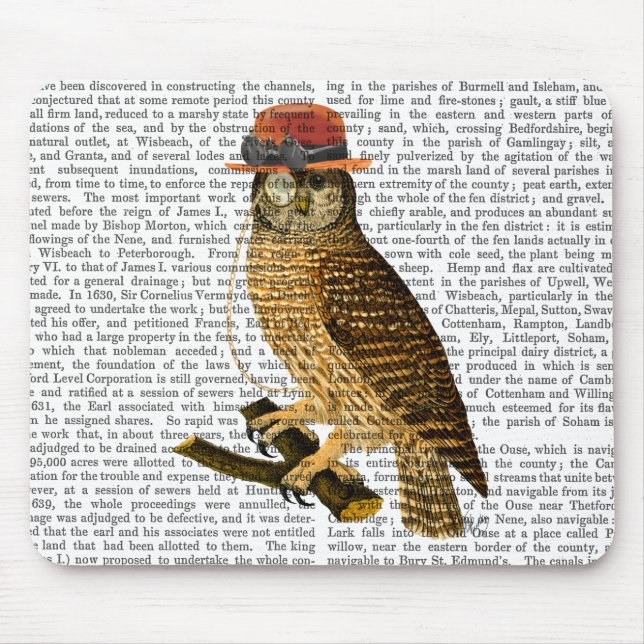 Owl with Steampunk Style Bowler Hat Mouse Mat (Front)