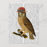 Owl with Steampunk Style Bowler Hat
