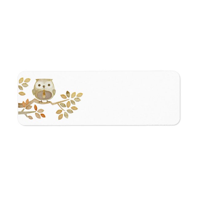 Owl with Tie in Tree Label (Front)