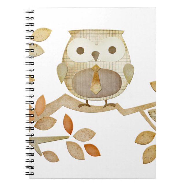 Owl with Tie in Tree Notebook (Front)
