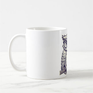 Owl with Tiny Reading Glasses on a Branch Coffee Mug