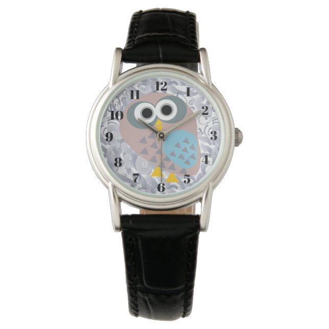 Owl with watercolor grey watch (Front)